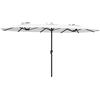 Ombrellone Doppio A 12 Stecche Con Manovella, In Metallo E Poliestere, 4.6x2.7 M, Bianco