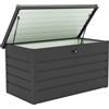Panca Baule Contenitore Da Giardino Con Chiave, Cassapanca Moderna In Acciaio, Grigio, 120x62x62cm