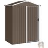 Casetta Da Giardino In Acciaio 1.1m² Con Porta Scorrevole Bloccabile, 136x87x179 Cm, Marrone