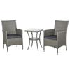 Set Giardino Esterno 3 Pezzi In Rattan Pe E Acciaio, Set 2 Sedie Con Cuscini Lavabili, Braccioli, Tavolino Da Caffè Con Piano In Vetro, Salotto Da gi