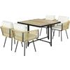 Set Da Giardino 5 Pezzi Con Tavolo In LegnO-Plastica