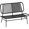 Divano Rattan 2 Posti, Loveseat Con Seduta E Schienale Intrecciati, Nero.
