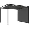 Gazebo Pergola Retrattile 3x3 M Con Tenda A Rullo E Fori Di Drenaggio, In Acciaio E Poliestere Grigio Scuro