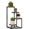 Scaffale Per Piante A 4 Livelli In Acciaio E Legno, 40x40x75.5 Cm, Marrone E Nero