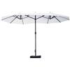 Ombrellone Doppio A 12 Stecche Con Base A Croce E Manovella, In Acciaio E Poliestere, 455x265x238 Cm, Beige