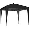 Gazebo 3x3 M Pieghevole Ad Altezza Regolabile Con Luce Centrale E Telecomando, In Metallo E Poliestere, Nero