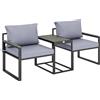 Set Da Esterno 3pz Con Tavolo Da Giardino E 2 Sedie Con Seduta In Texteline E Cuscini, Grigio
