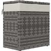 Cesta Contenitore Da Giardino E Casa In Rattan Con Tessuto Interno, 57x34x62cm, Grigio
