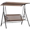 Dondolo Da Giardino Terrazza 3 Posti Con Tettuccio Regolabile In Metallo E Texteline 172x110x155cm Marrone