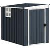 Casetta Da Giardino In Acciaio 1.2x1.9 M Con Porta Bloccabile E Prese D'aria, Grigio Scuro
