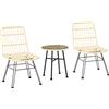 Set Mobili Da Giardino 3 Pezzi Con Tavolino E Sedie In Rattan Pe, Poilestere E Acciaio Per Esterni, Crema