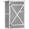 Capanno Attrezzi In Legno A 2 Mensole Con Tetto Impermeabile, 75x56x115 Cm, Grigio