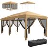 Gazebo Da Giardino 6x3m Pieghevole Con Zanzariera, Altezza Regolabile E Borsa Di Trasporto, 585x295x270 Cm, Beige