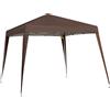 Gazebo Pieghevole Da Giardino 2.4x2.4m Con Struttura In Acciaio E Corde Antivento, Caffè
