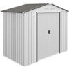 Casetta Porta Utensili In Acciaio, Capanno Da Giardino Con Porte Scorrevoli, 213x130x185 Cm, Bianco