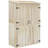 Casetta Da Giardino In Legno Di Abete Con 2 Porte E Ripiani, 120x57x183cm, Naturale