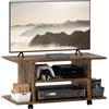 Mobile Porta Tv Moderno Con Ripiani, Ruote Girevoli E Freni, 80x40x40 Cm, Marrone Rustico