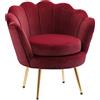 Poltrona A Conchiglia, Poltroncina Vintage, Poltroncina Da Camera E Salotto, Design Elegante, Con Schienale Alto, 76x67x74 Cm, Rosso Scuro