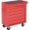 Carrello Porta Attrezzi Con 7 Cassetti, Tappetini In Eva, Serratura E 2 Chiavi, Ruote Con Freno, Maniglia, Rosso
