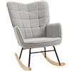Poltrona A Dondolo Imbottita In Legno E Acciaio Con Rivestimento Bouclé, 71x98x101 Cm, Grigio