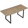 Tavolo Da Pranzo Industriale Per 6-8 Persone Con Ribalta Rotonda, In Legno E Acciaio, 180x80x75 cm