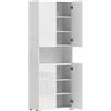 Credenza Cucina Alta 180cm, Mobile Dispensa Con Ante SofT-Close, Ripiano Aperto, 2 Armadietti, Ripiani Regolabili, Mobile Cucina Moderno Per Sala da