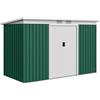 Casetta Da Giardino Porta Utensili In Lamiera Di Acciaio Con Porte Scorrevoli, 280x130x172cm, Verde Scuro