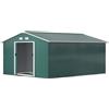 Casetta Da Giardino In Acciaio Con 2 Porte Scorrevoli E 4 Prese D'aria, 340x386x200 Cm, Verde
