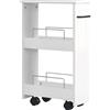 Carrello Salvaspazio Multiuso In Legno Mdf E Ruote, 42.5x20.3x66.7cm, Bianco