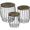 Set Da Giardino Esterno, 3 Tavolini Da Balcone Impilabili, Arredamento Da Giardino Stile Industriale In Metallo Nero
