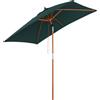 Ombrellone Da Giardino 2x1.5 M Inclinabile A 6 Stecche Con Palo In Legno E Apertura A Corda, Verde