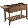 Fioriera Da Esterno A 8 Vasi Con Ripiano Laterale E Mensola Inferiore, In Legno Di Abete, 123x54x87 cm