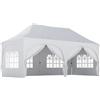 Gazebo Da Giardino Pieghevole 3x6 M Con Pareti Rimovibili E Borsa Di Trasporto, Bianco