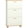 Mobile Scarpiera Salvaspazio In Truciolato Con 3 Cassetti E 2 Ripiani Interni Regolabili, 70x23.5x122 Cm, Bianco