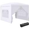 Gazebo 3x3 M Pieghevole E Impermeabile Con Pannelli Laterali, In Acciaio E Tessuto Oxford, Bianco