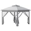 Gazebo Da Esterno Pieghevole Ad Altezza Regolabile Con Zanzariere, 3.3x3.3x2.8 M, Grigio