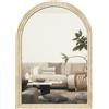 Specchio Da Parete Ad Arco Con Bordo Scanalato E Ganci, In Vetro E Polistirene, 50x2x70 Cm, Beige