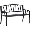 Panchina Da Giardino In Metallo Nero Impermeabile, Panca Da Esterno In Ferro 2 Posti, 128x56x86cm