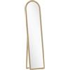 Specchio Da Terra E Parete A Figura Intera Con Cavalletto, Effetto Pietra E Forma Ad Arco, 40x160 Cm, Beige