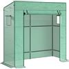 Serra Per Piante Con 2 Finestre Laterali A Rete E Ingresso Avvolgibile, In Pe E Acciaio, 196x77x197 Cm, Verde