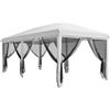 Gazebo Pieghevole 6x3 M In Acciaio Con 6 Tende Zanzariera, Color Crema