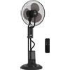 Ventilatore Nebulizzatore Regolabile 3 Velocità E 3 Modalità, Oscillazione A 75°, Telecomando, Nero
