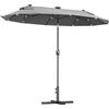 Ombrellone Doppio Con Base A Crocee Luci Solari, 295x150x219cm, Grigio