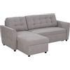 Divano Letto 3 Posti Con Chaise Longue Contenitore In Tessuto, 217x134x85 Cm, Grigio