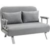 Divano Letto Singolo In Finta Pelle Con Seduta Regolabile In 5 Posizioni, 105x80x78 Cm, Grigio Chiaro