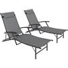 Set 2 Sdraio Da Giardino Pieghevoli Con Schienale Regolabile Su 4 Livelli E Cuscino, Grigio