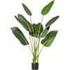 Albero Artificiale Di Banano 160 Cm Con Vaso E 10 Foglie Realistiche, Pianta Finte Tropicale Per Decorazioni Interni Ed Esterni, Verde