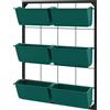 Orto Verticale Da Parete A 3 Livelli Con 6 Vasi, In Acciaio E Plastica, 52x14x66 Cm, Verde