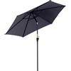 Ombrellone Da Giardino 2.6x2.4 M Inclinabile Con Manovella, In Alluminio E Poliestere Grigio E Nero