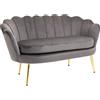Divanetto 2 Posti In Tessuto Effetto Velluto Con Braccioli, Divano Moderno Con Seduta Imbottita Per Camera Da Letto E Soggiorno, 133x63x75cm, Grigio